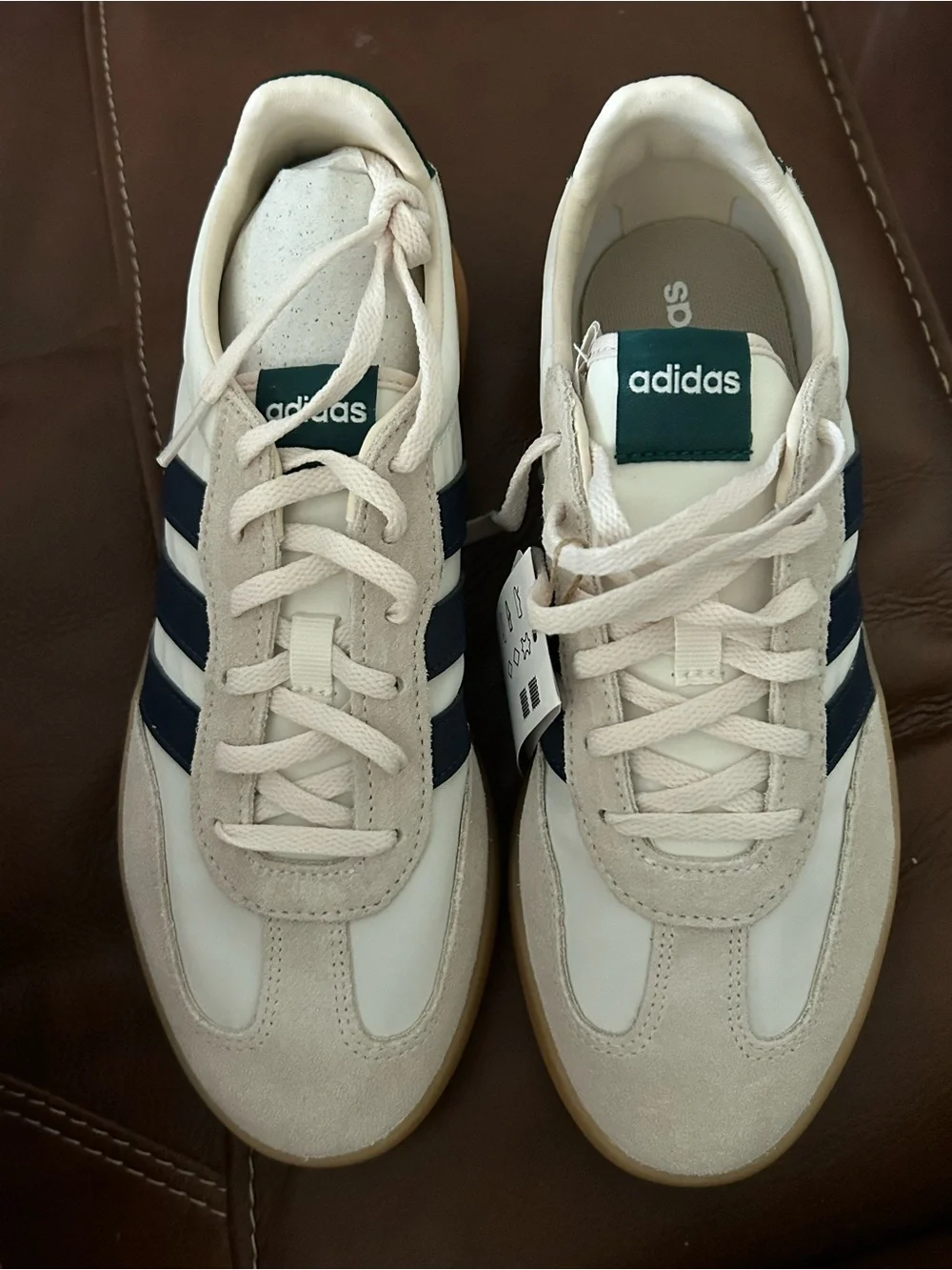 adidas Men’s Cream and Navy Retro Running Sneakers